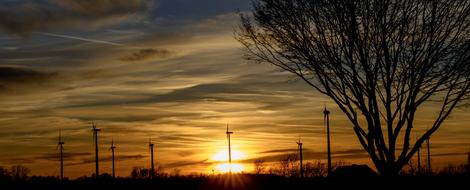 Sunset Evening Sun Wind Power