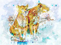 lioness wild art abstract