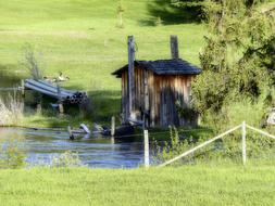 pump house wooden old ancient