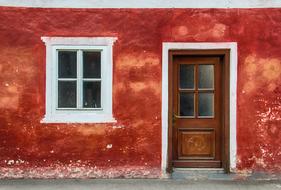 Window Door Red Wall