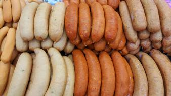 meat sausages on the market