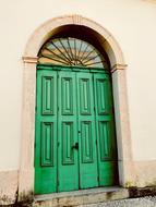 green door to the architectural building