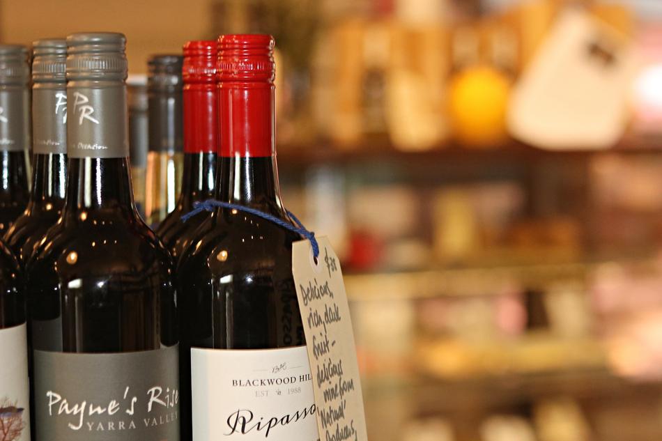 close up of wine bottles