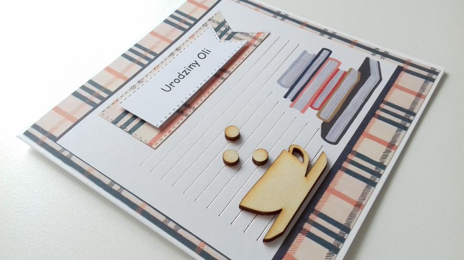 greeting card with a wooden mug