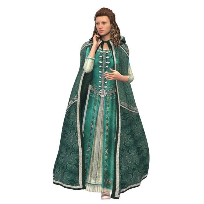 a girl in a beautiful green dress