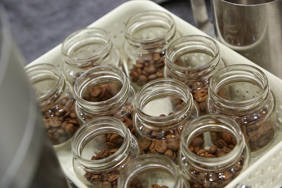 roasted coffee beans in a can