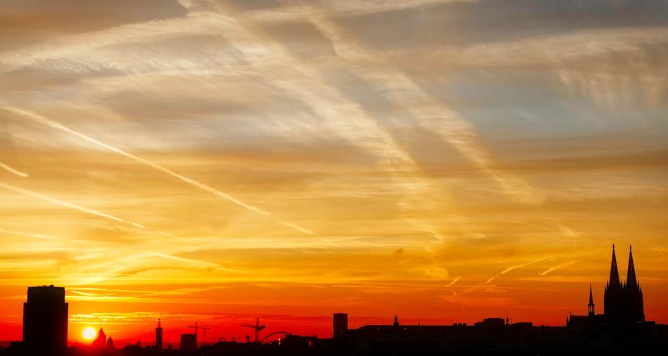 silhouette of the city at sunset