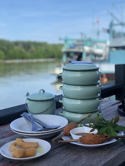delicious dinner by the river