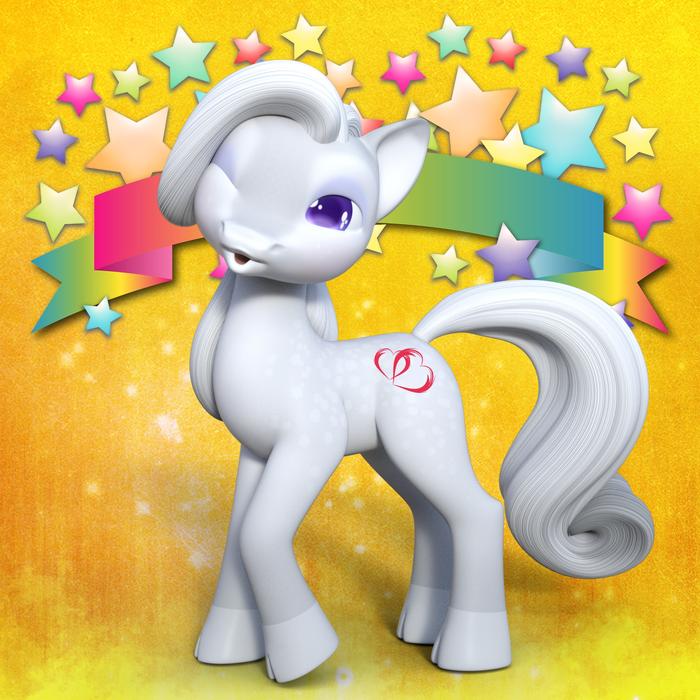 white cartoon pony on a festive background