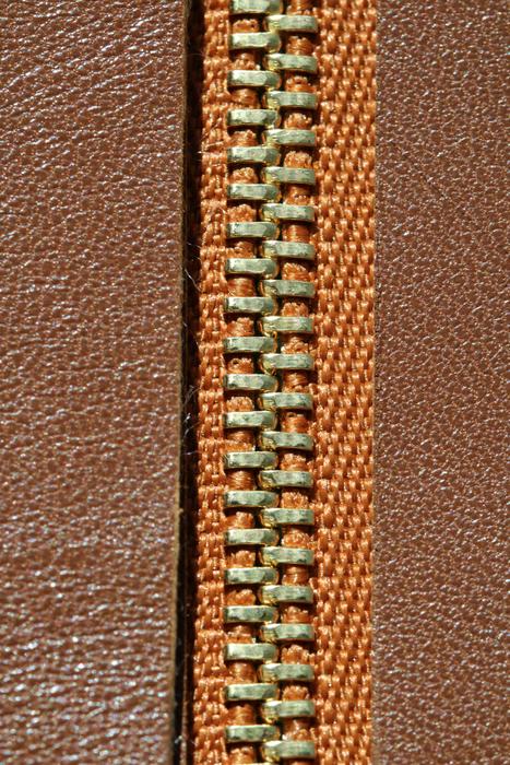 Macro view of Zip Leather Bag