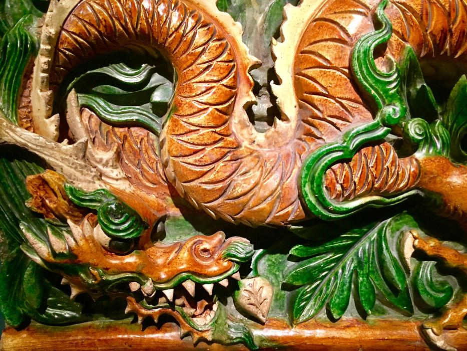 colorful Chinese dragon on the wall