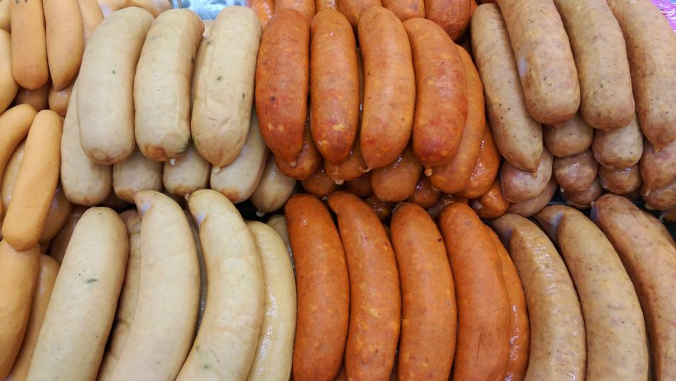 meat sausages on the market