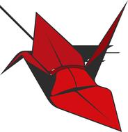 origami crane red bird paper