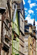 Colored balconies of buildings