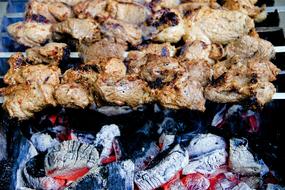 delicious meat on skewers