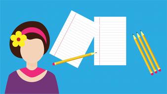 education girl student drawing