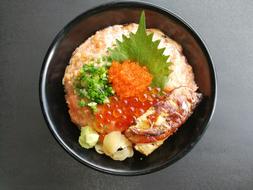Asian dish with caviar