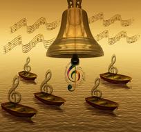 bell music note boats drawing