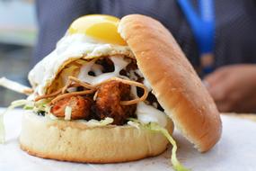 Large meat and egg burger