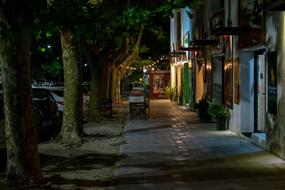 beautiful evening street with a cafe