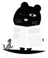 cat reading newspaper