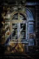 old building window at night