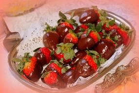 Ripe strawberries dipped in chocolate