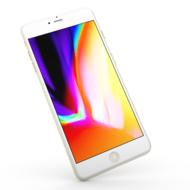 Beautiful, white Iphone 8, with the colorful screen, at white background, clipart