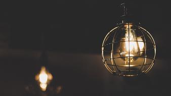 burning lamps in a dark room