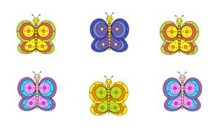 yellow, blue and purple butterflies