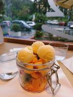 delicious ice cream with fruit