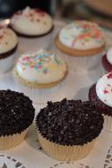 beautiful sweet cupcakes on the table