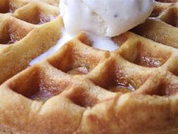 delicious waffles with ice cream