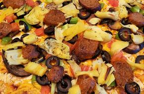 hot pizza with vegetables