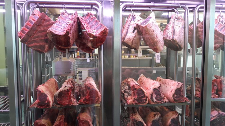 raw meat in a display case