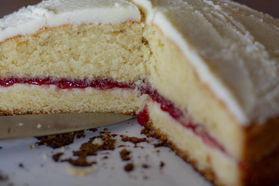 sweet cake with strawberry filling