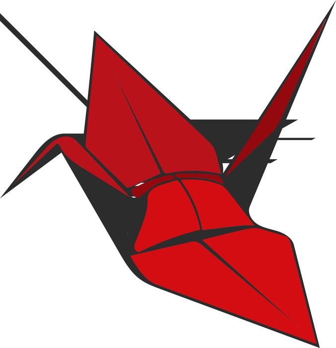 origami crane red bird paper