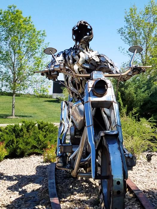 Motorcycle Sculpture Monument in park