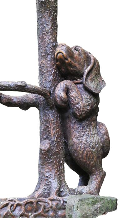 Dog Bronze Statue Tree