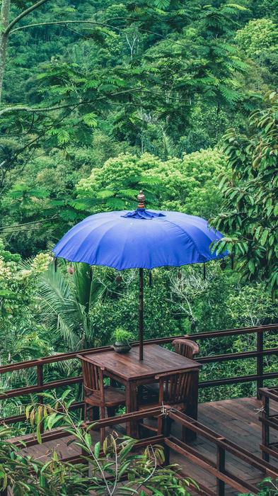 beautiful terrace with an umbrella