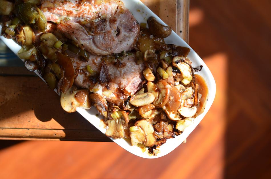 meat dish with mushrooms in sauce