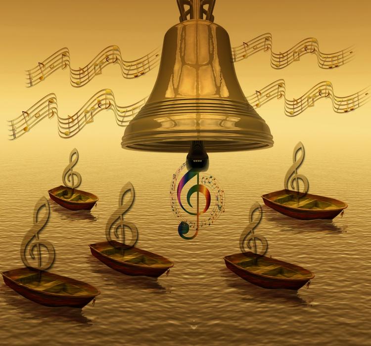 bell music note boats drawing