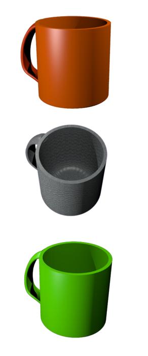 virtual models of colored mugs