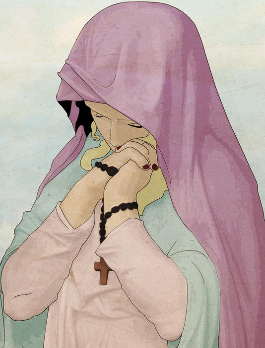 beautiful girl pray