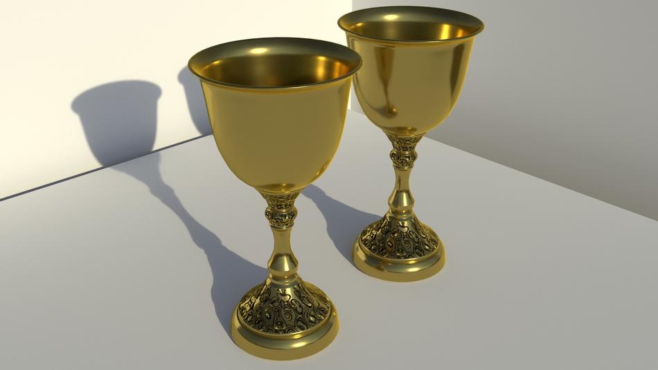 golden bowls on a white background