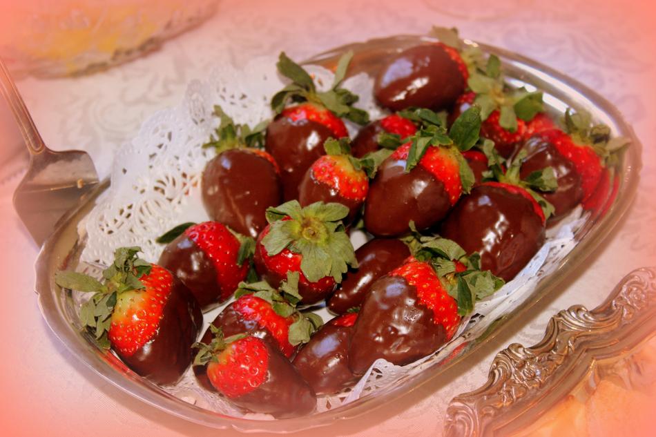 Ripe strawberries dipped in chocolate