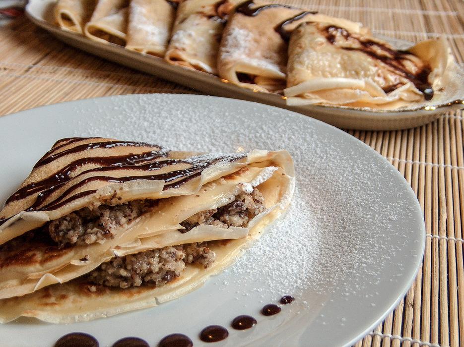 chocolate pancakes on a plate