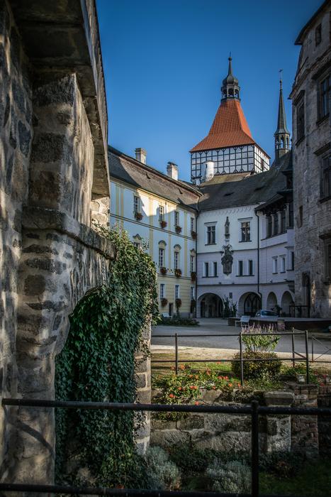 Bright courtyard in the castle