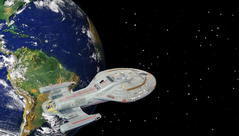 spaceship orbiting earth