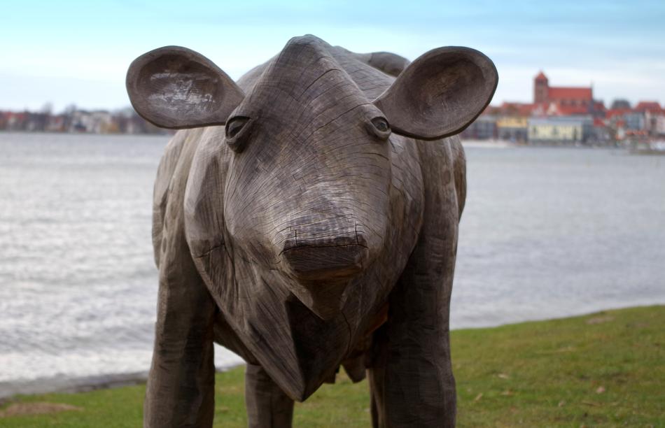 Cow Animal Sculpture Wood